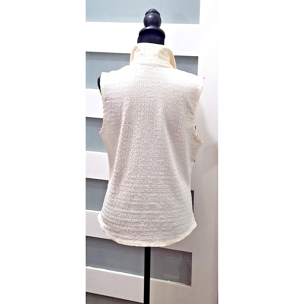 Women's Collared Sleeveless Ruched Top By Sanctuary Ivory  in XL - Picture 12 of 14